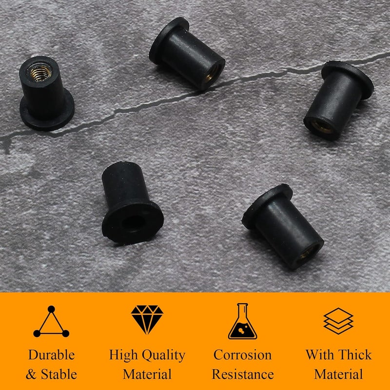 Moicstiy 12Pcs M4 Rubber Well Nuts Neoprene Expansion Brass Nuts Fairing Universal Motorcycle Fasteners for Canoe, Boat, Kayak - Image 4